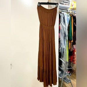 Strapless / satin maxi dress